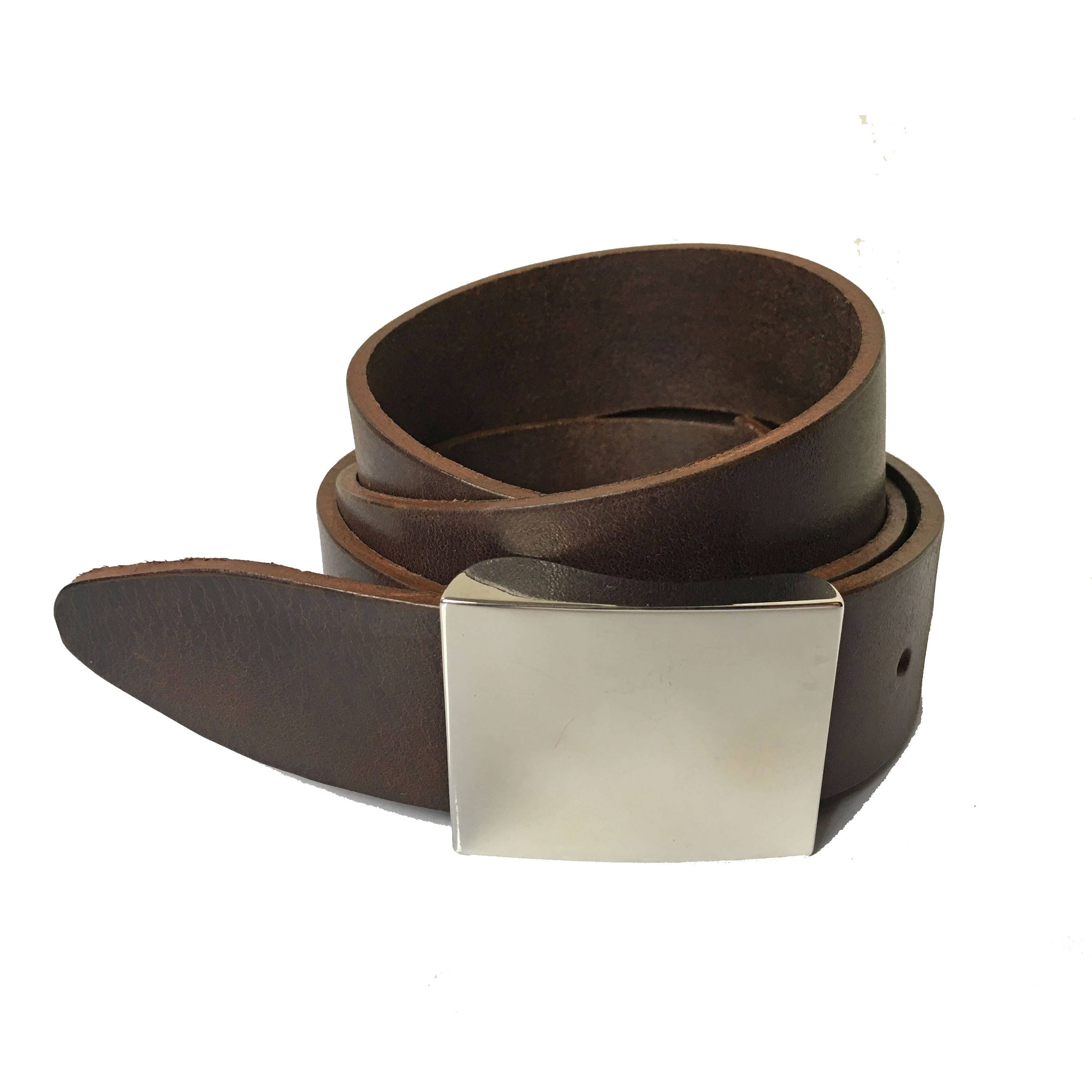 Mens Dark Brown Square Leather Belt - 1 1/2 Inch - 1.5 Inch Belt Handmade UK - Flat Square ...
