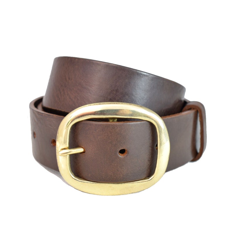 Black Leather Belt W/ Oval Brass Buckle 1 1/2 1.5 Etsy UK