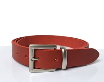 29”-33” TALBOTS Italian Skinny Red Leather Belt With Silver  display picture 1