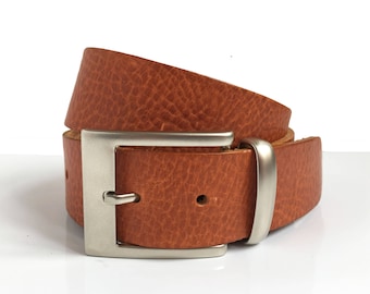 Mens Tan Leather Belt - 1" 1/2 - Buckle - Tan Belt - Leather Belt - Boyfriend Gift - Wedding Belt Men - Mens Belt - Genuine Leather Belts