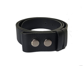 Black Belt Strap - 1" 1/2 Leather Strap 4cm - Handmade UK - Snap on Belt - Leather Strap - 1 12 Inch - No Buckle - custom belt straps