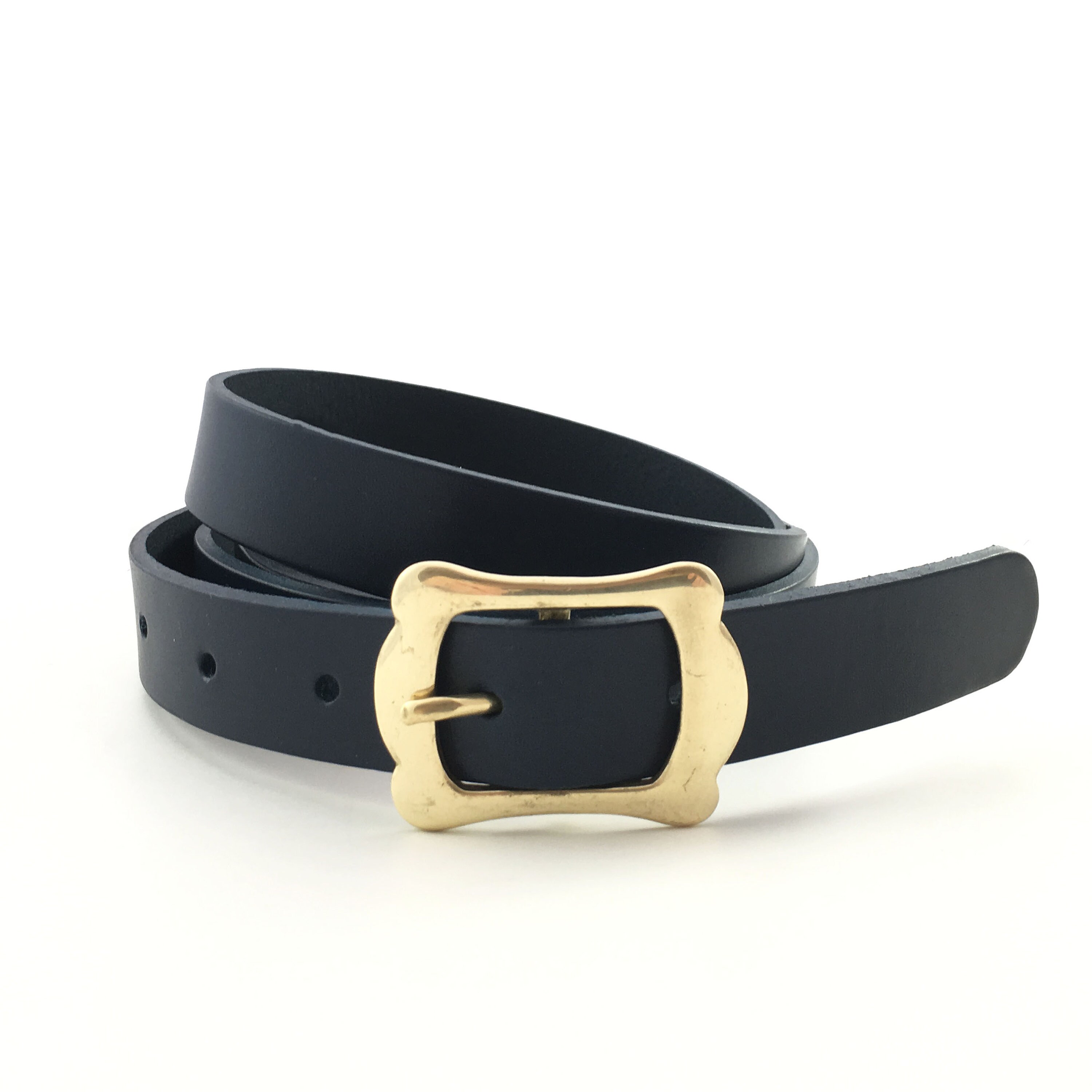 Leather Belt with Gold-Tone Buckle, 1.25in Width NOS VTG/1.25in CINCH BELT BUCKLE/FALSE PRONG/GOLD TONE METAL  main image 3