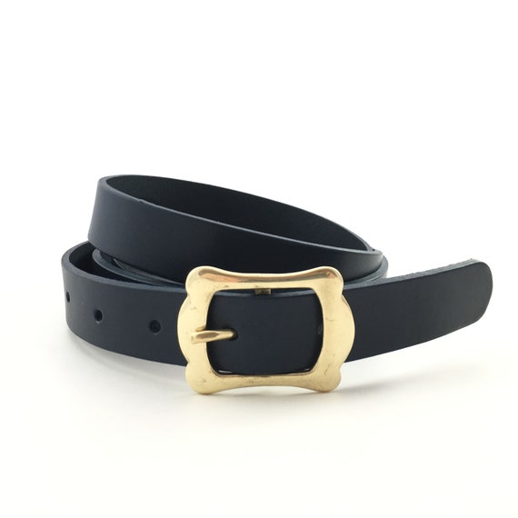 Navy Blue Leather Belt 1 Inch Belt Handmade UK Woman Etsy