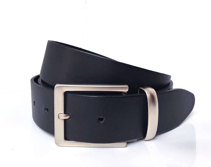 Leather Belt - 1" 1/2 - Handmade In Uk - Mens Belt - Jeans Belt - Black Belt