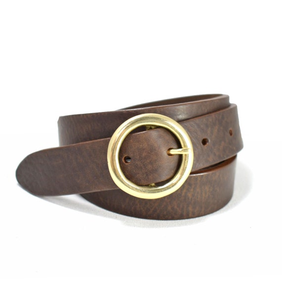 MONIQUE Women Cowhide Full Grain Leather Distressed Casual Snap On 1.5 Belt