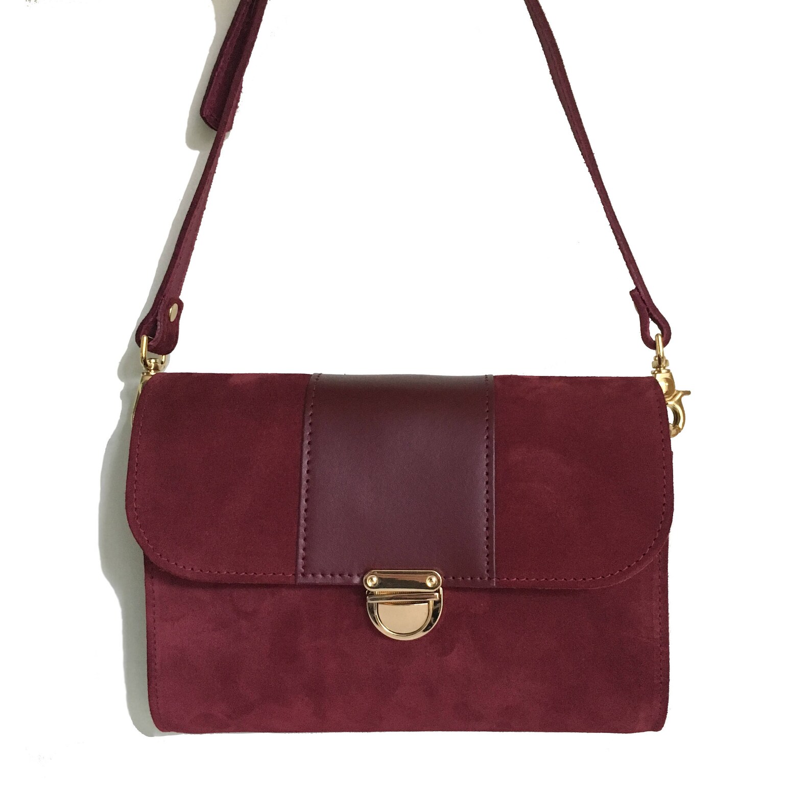 Burgundy Suede Bag Handbag Handmade UK Mom Gift Real Etsy
