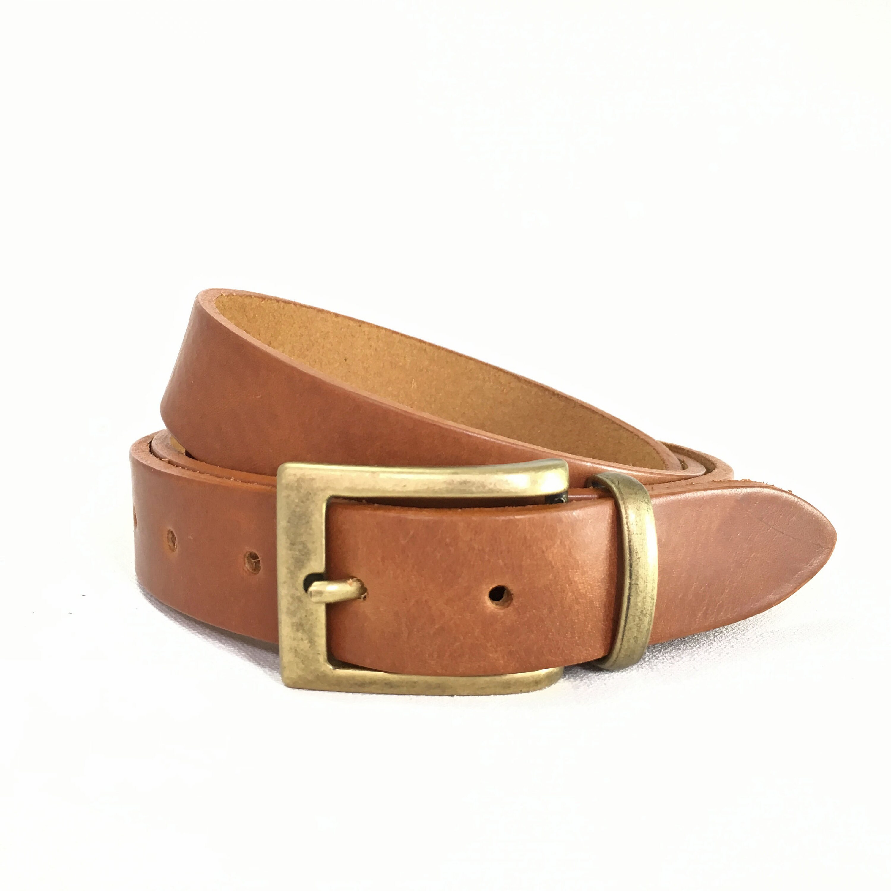 Formal Brown Leather Suit Belt - 1 1/8