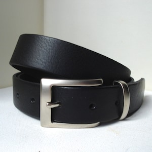 Mens Dress Belt in Black -  1&quot;1/4 - Handmade in UK - Matt Silver Buckle - Black Suit Belt - Mens Belt - Wedding Belt - Wedding Belt Men