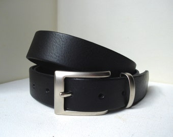 Mens Dress Belt in Black -  1"1/4 - Handmade in UK - Matt Silver Buckle - Black Suit Belt - Mens Belt - Wedding Belt - Wedding Belt Men