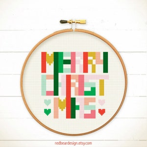 Christmas cross stitch 8" pattern - Geometric Christmas - Modern cross stitch pattern PDF - Instant download