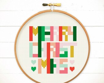 Christmas cross stitch 8" pattern - Geometric Christmas - Modern cross stitch pattern PDF - Instant download