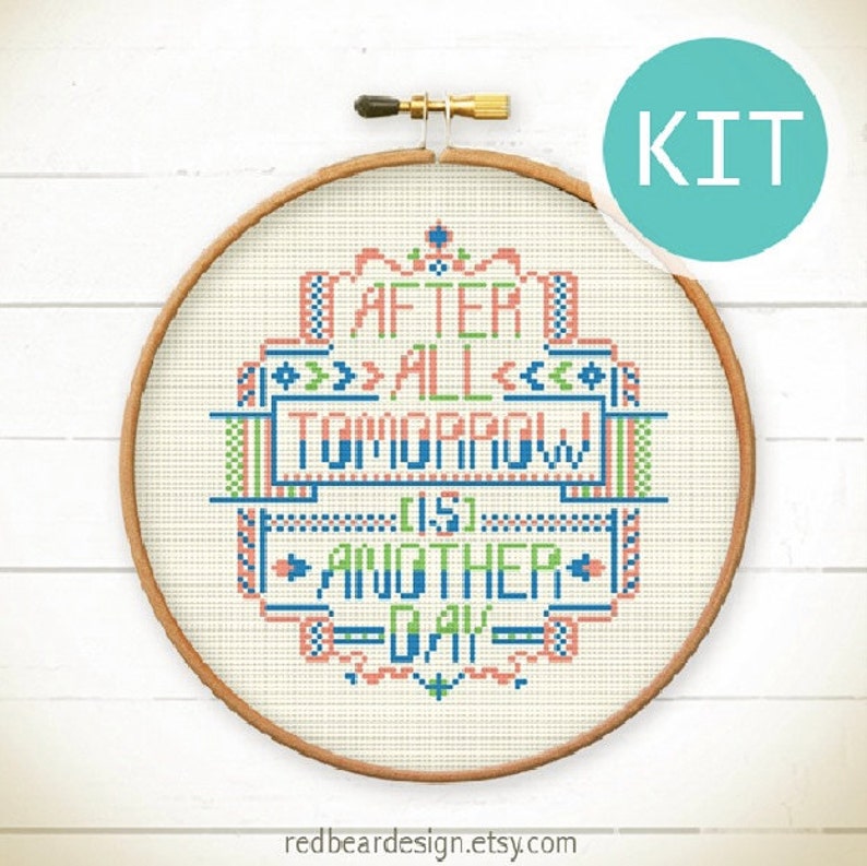 Funny Cross stitch kit inspiriting words embroidery kit Etsy