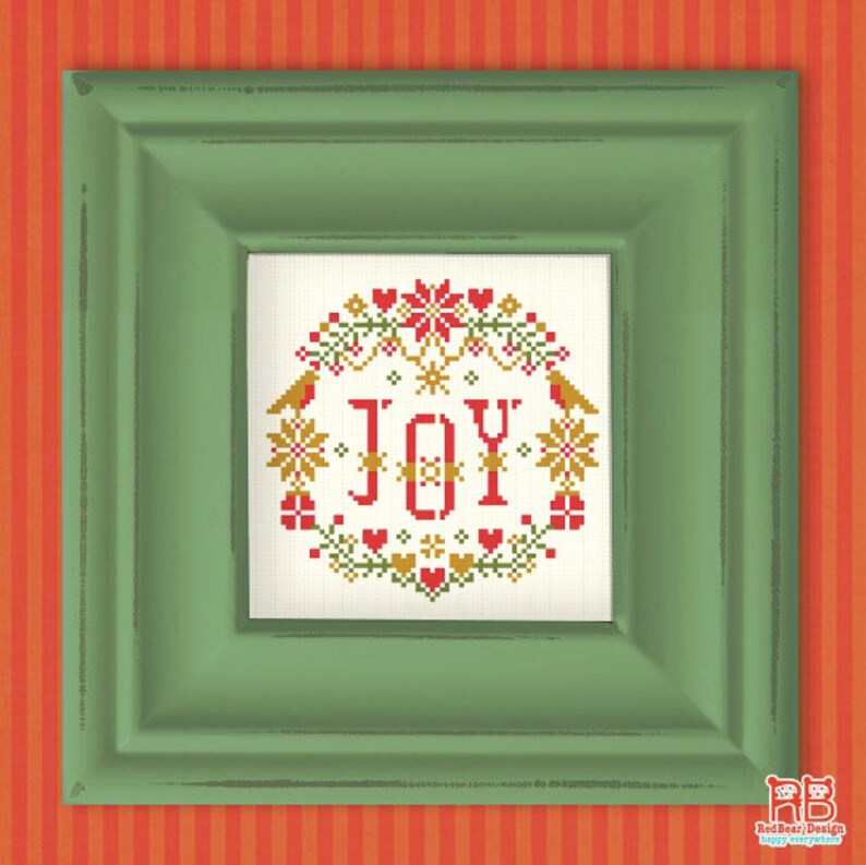 Christmas cross stitch pattern PDF Hand embroidery pattern Embroidery hoop art Joy cross stitch Needlepoint pattern easy cross stitch image 4