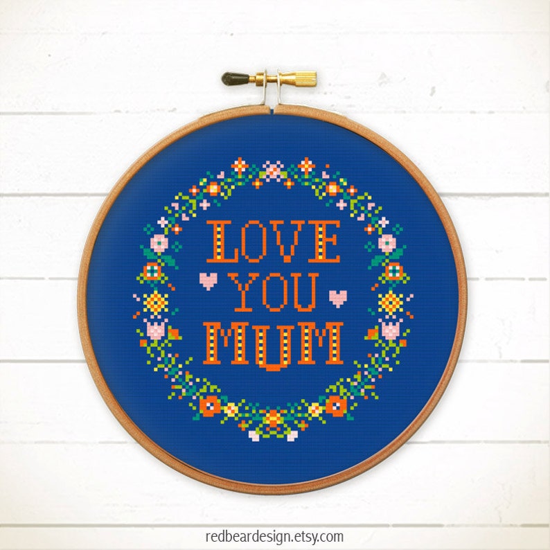 Mom Cross Stitch Pattern Modern Cross Stitch Mum Cross - Etsy