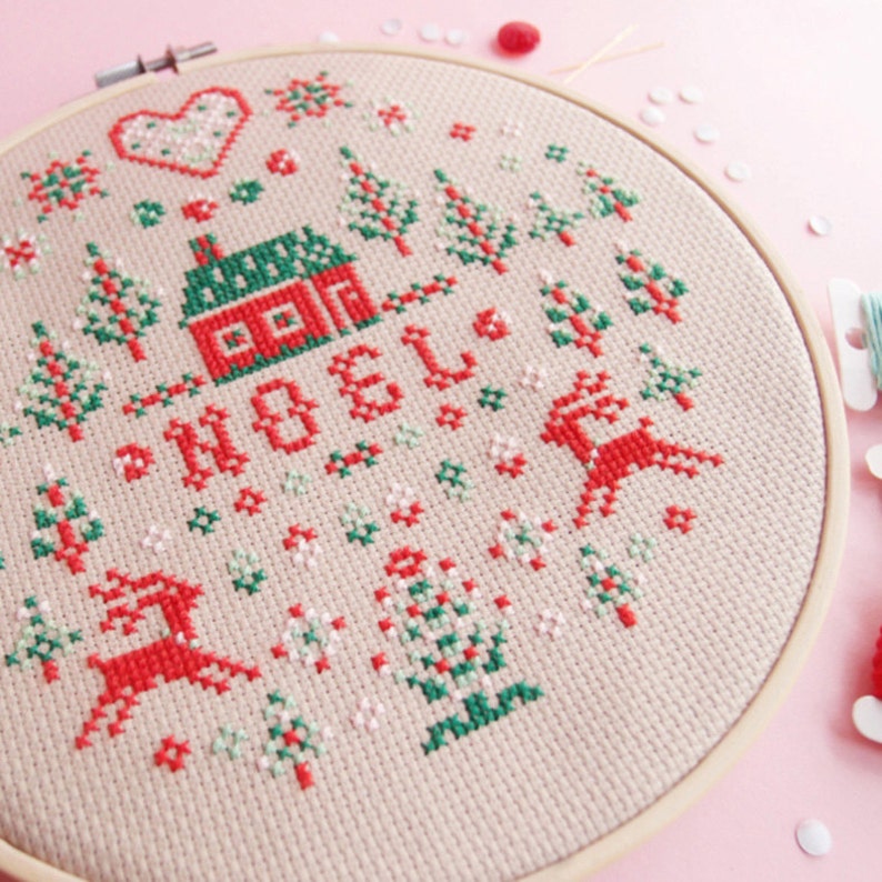 Cross stitch pattern Xmas cross stitch sampler Modern cross stitch Christmas cross stitch Christmas decoration diy Christmas ideas for woman image 2