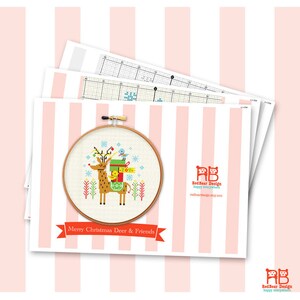 Christmas cross stitch pattern Merry Christmas Deer n Friends Modern cross stitch pattern PDF Instant download image 3