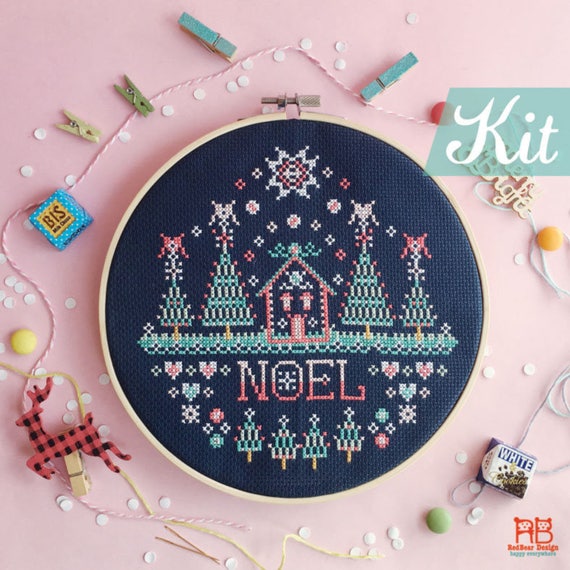Christmas Cross stitch KIT Noel Christmas II Modern cross Etsy