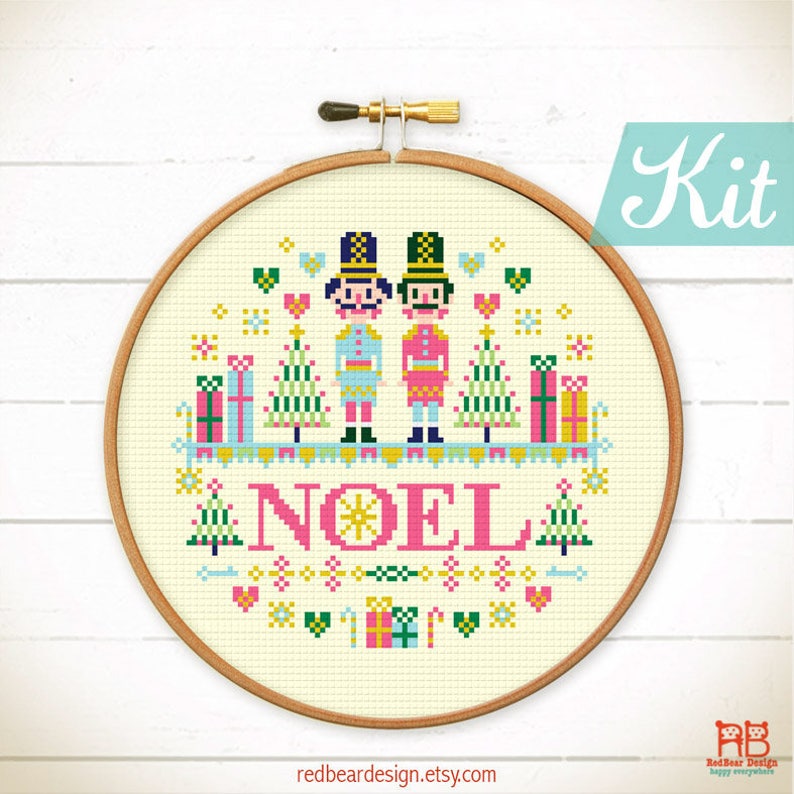 Christmas cross stitch Kit. Nutcrackers cross stitch. Noel crossstitch. Christmas Embroidery design. Christmas needlpoint kit. DIY craft kit image 6