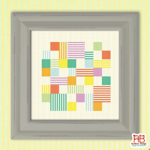 Geometric Cross Stitch Pattern Play With Squares N Line - Etsy