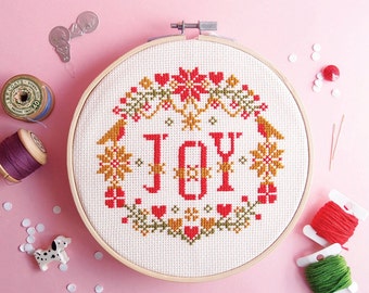 Julkorsstygnsmönster PDF Handbroderimönster Broderiringkonst Glädjekorsstygn Nålspetsmönster enkelt korsstygn