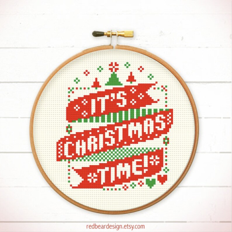 Christmas Cross Stitch Kit for Beginner. Modern cross stitch design. Funny cross stitch. Christmas craft kit for Adult. Christmas DIY kit. image 2