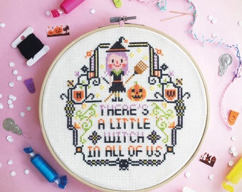 Halloween Witch Cross Stitch Pattern (PDF Pattern)