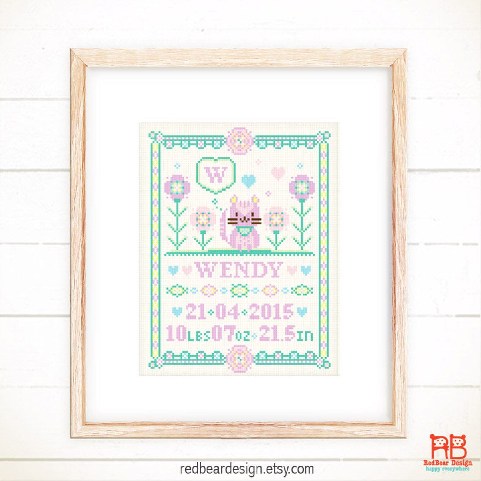 Personalized baby cross stitch pattern Newborn gift for Baby Etsy