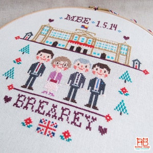 Cross stitch Family Portrait kit family portrait embroidery hoop , modern personalized cross stitch image 5