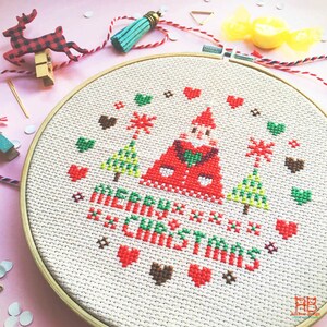 Christmas cross stitch pattern PDF Modern cross stitch Christmas Embroidery design Embroidery pattern PDF Funny cross stitch Point de croix image 3