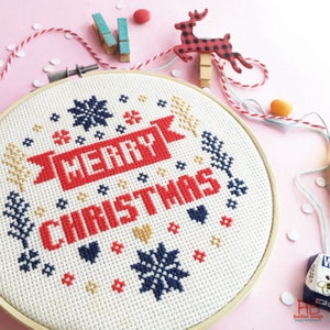 Cross stitch patterns christmas cross stitch world xmas cross stitch modern cross stitch funny cross stitch sampler Merry Merry Christmas image 2