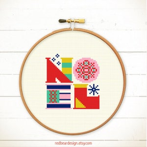 Noel cross stitch Geometric cross stitch Christmas cross stitch patterns Modern cross stitch pattern Embroidery pattern PDF - Geometric NOEL