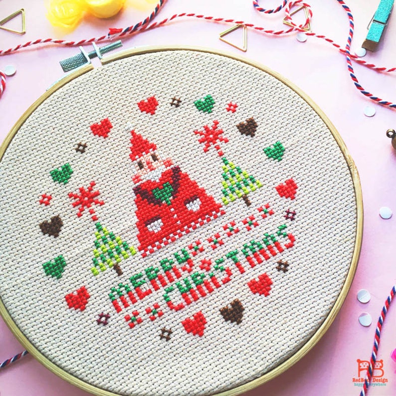 Christmas cross stitch pattern PDF Modern cross stitch Christmas Embroidery design Embroidery pattern PDF Funny cross stitch Point de croix image 2