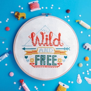 modern cross stitch, Wild and Free cross stitch pattern by Red bear Design image 1