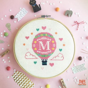 Baby Cross Stitch Pattern – Modern Nursery Embroidery Design, Initial cross stitch, DIY Baby Room Decor, PDF Instant Download