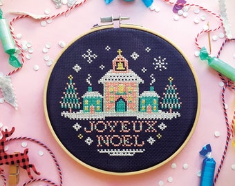 Julkorsstygnsmönster Broderidesign Point de croix Noel korsstygn Needlepoint Xstitch räknat korsstygn PDF Joyeux Noel