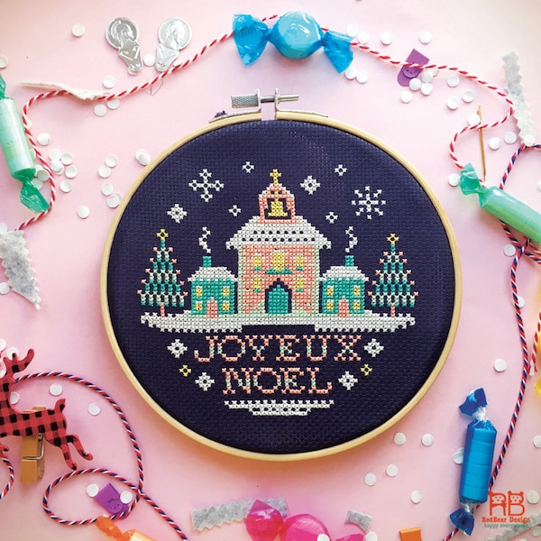 Christmas cross stitch pattern Embroidery design Point de croix Noel cross stitch Needlepoint Xstitch counted cross stitch PDF Joyeux Noel