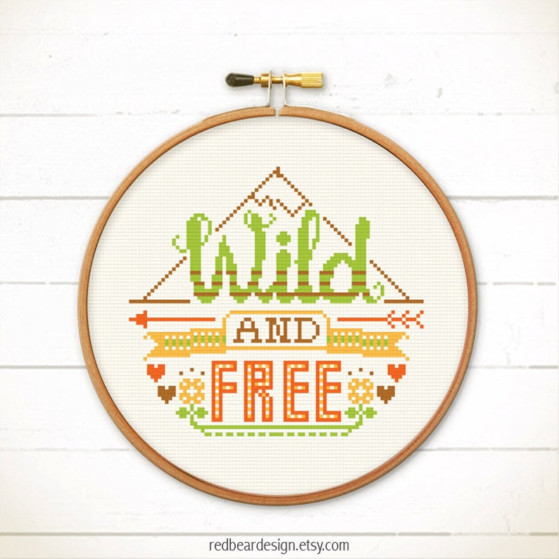 modern cross stitch, Wild and Free cross stitch pattern by Red bear Design image 3