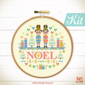 Christmas cross stitch Kit. Nutcrackers cross stitch. Noel crossstitch. Christmas Embroidery design. Christmas needlpoint kit. DIY craft kit image 4