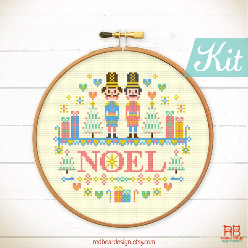 Christmas cross stitch Kit. Nutcrackers cross stitch. Noel crossstitch. Christmas Embroidery design. Christmas needlpoint kit. DIY craft kit image 4