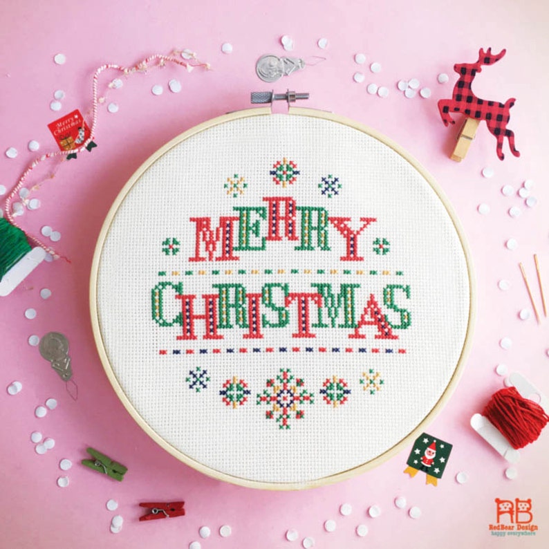 Cross stitch,Christmas cross stitch pattern,Xmas cross stitch sampler,Modern Christmas decoration diy Christmas ideas for woman,cross-stitch image 1