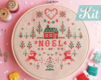 Cross stitch KITs modern Christmas DIY kit Christmas cross stitch Xmas cross stitch funny cross stitch beginner kit easy DIY Christmas Noel