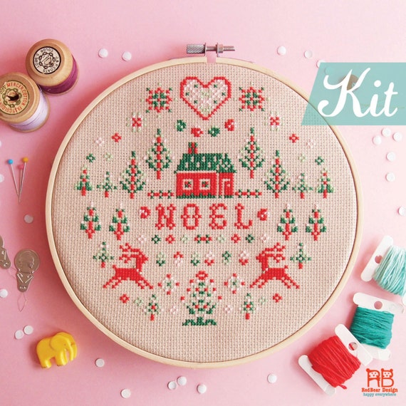 Christmas Cross Stitch KIT, JOY in the X'mas, Modern Cross Stitch Kits, Joy  Cross Stitch Xmas Cross Stitch Easy Cross Stitch, Embroidery Kit 