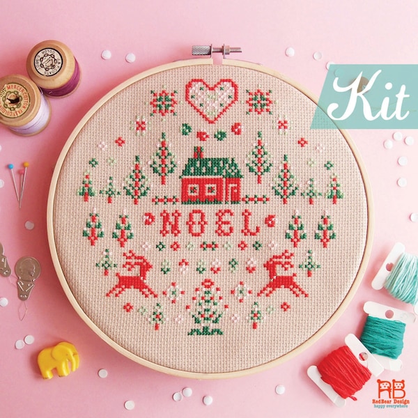 Christmas Cross Stitch Kit: Noel DIY, Beginner Friendly