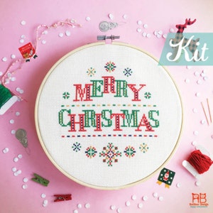 Christmas Cross stitch kits for beginner. Christmas Stars cross stitch. Christmas craft kit. Christmas DIY kit. Christmas needlepoint kit