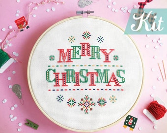 Christmas Cross stitch kits for beginner. Christmas Stars cross stitch. Christmas craft kit. Christmas DIY kit. Christmas needlepoint kit