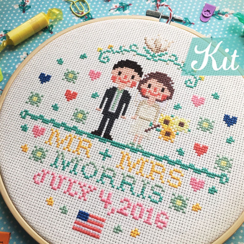 Custom Wedding Cross Stitch kit Personalised wedding Etsy