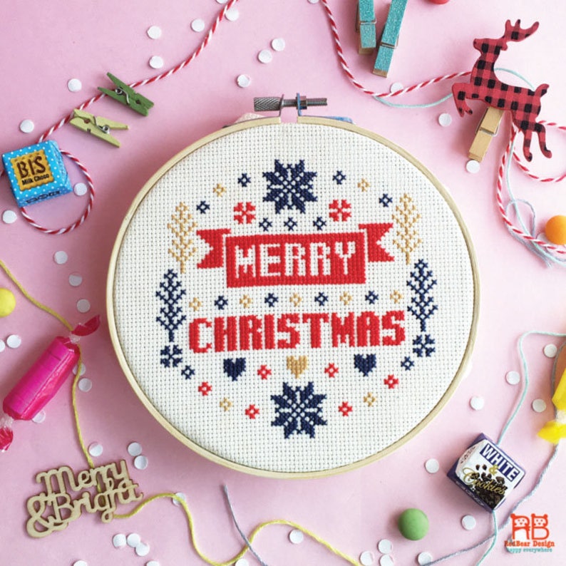 Cross stitch patterns christmas cross stitch world xmas cross stitch modern cross stitch funny cross stitch sampler Merry Merry Christmas image 1