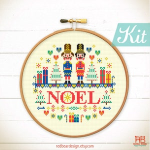 Christmas cross stitch Kit. Nutcrackers cross stitch. Noel crossstitch. Christmas Embroidery design. Christmas needlpoint kit. DIY craft kit image 3