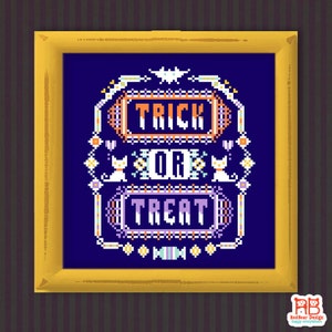 Trick Or Treat Funny cross stitch pattern Stitches Halloween sampler Halloween embroidery Halloween Decor Needlepoint pattern Black cat DIY image 4