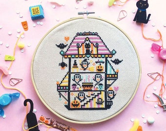 Halloween cross stitch patterns Spooky cross stitch Pumpkin cross stitch chart Funny cross stitch Modern crossstitch -Spooky Halloween House